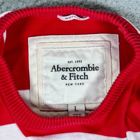 Lot 2 Vintage Abercrombie & Fitch Striped Long Sleeve Shirts Men’s LG Moose Crew - Picture 8 of 15